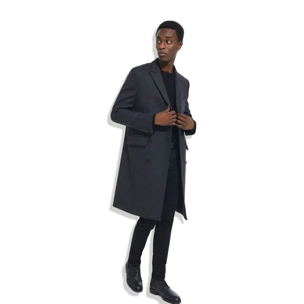 The Kooples‎ Men's Coat Gray Double-Breasted Wool Blend Size FR 46/US 36